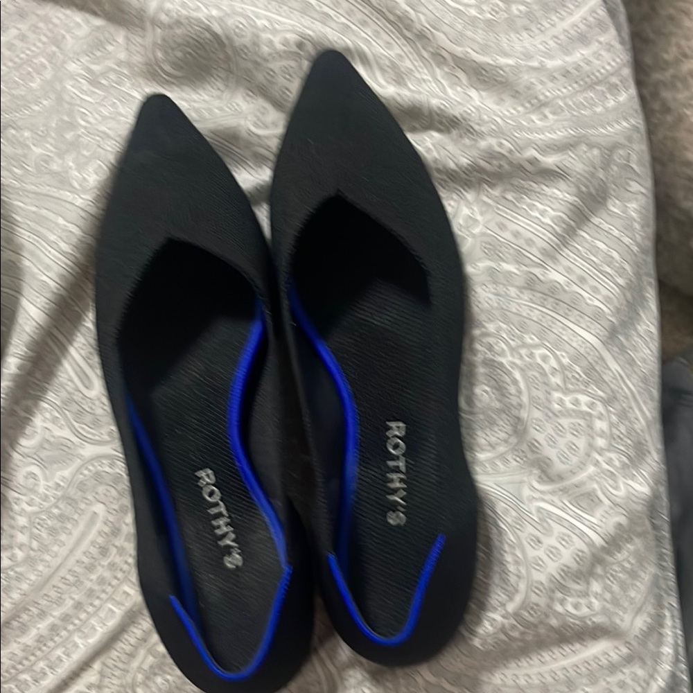 Rothy's Black and Blue Flats Sleek Minimalist Design